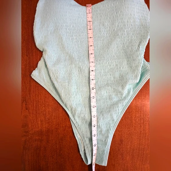 Aerie Mint Green One-Piece Textured Swimsuit - Size Medium - Picture 8 of 9